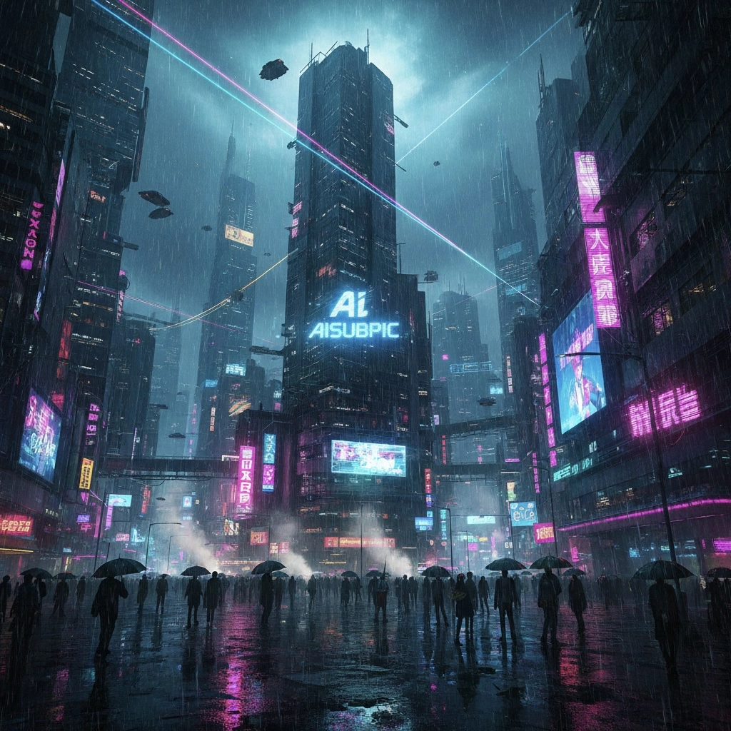 Пример генерации киберпанк города